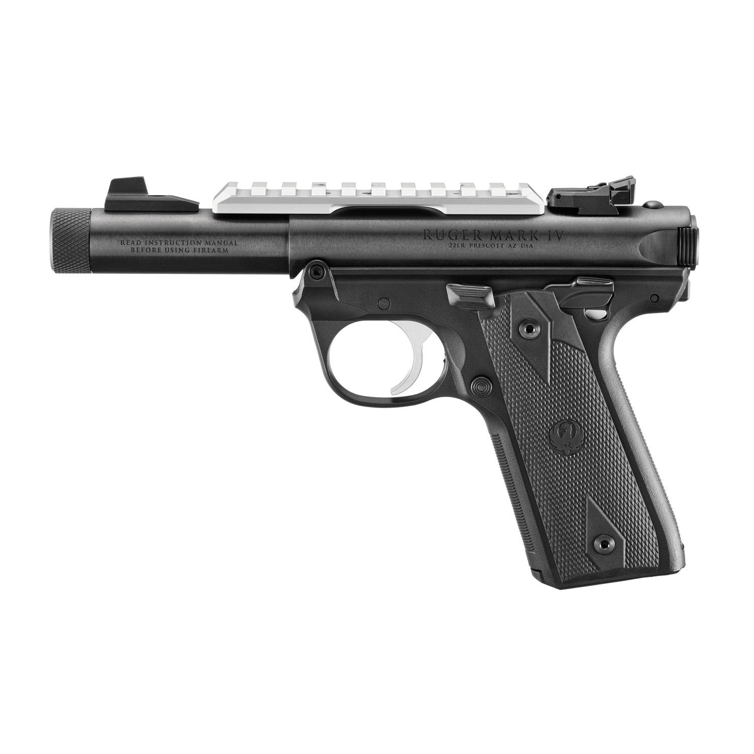 Ruger Mark IV 22/45 Handgun .22 LR 10rd Magazines(2) 4.40" Threaded Barrel  Picatinny Rail. - View 2