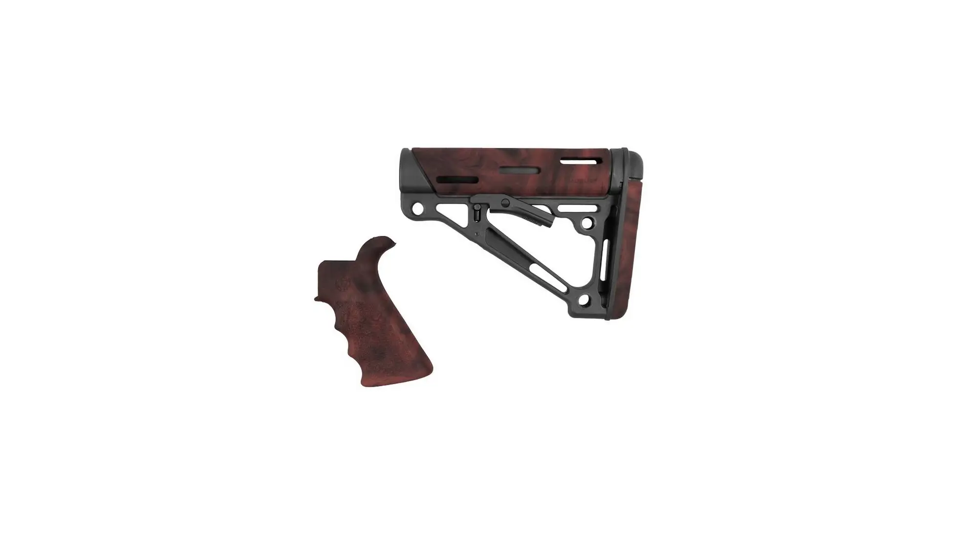 Hogue 15456 OverMolded Collapsible Buttstock Black/Red Lava for AR-15 M16 - View 2