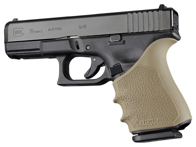Hogue HandAll Beavertail Sleeve Glock 19 Gen 1 2 5 FDE Grip 17053 - View 2