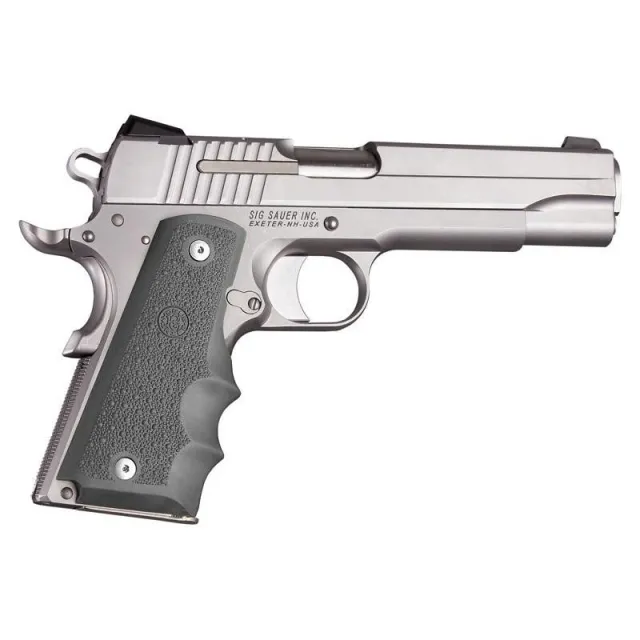 Hogue 45002 Govt. Model Rubber Grip with Finger Grooves - Slate Grey - View 2
