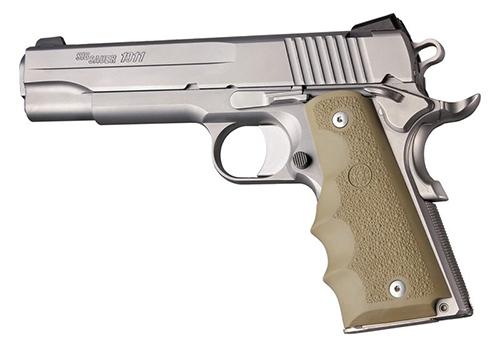 Hogue 45003 OverMolded Grip Desert Tan Rubber with Finger Grooves 1911 - View 2