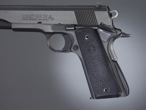 Hogue 45090 OverMolded Grip Panels Black Rubber for 1911 Government - View 2