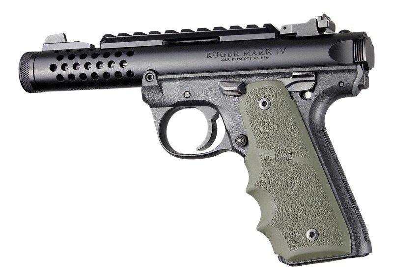 Hogue 79081 Ruger 22/45 MKIV Rubber Grips with Finger Grooves OD Green - View 2