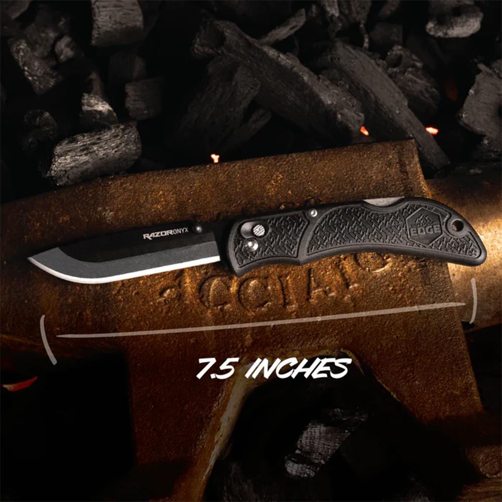 Outdoor Edge OX10C Onyx 3.5" Folding Knife, 3 Blades, Black Grivory Handle - View 2