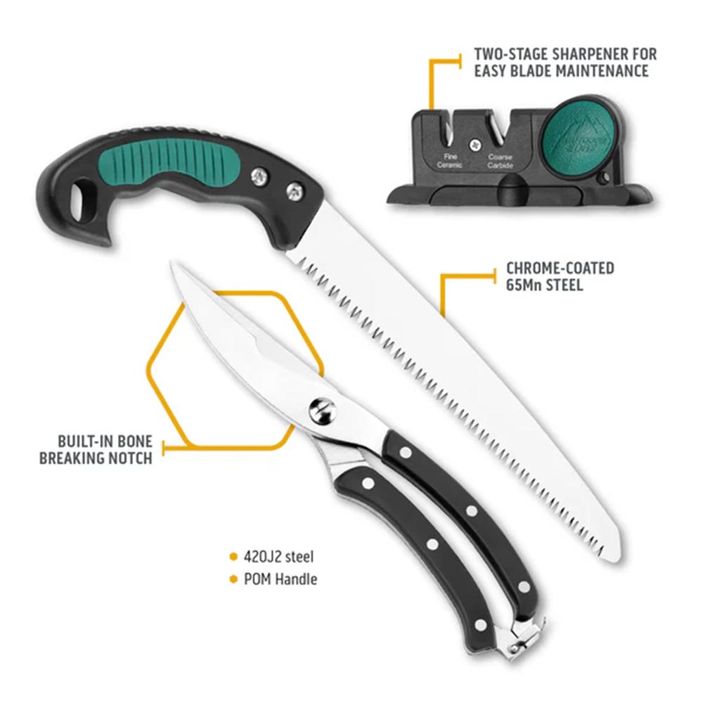 Outdoor Edge GP11 Game Pro Kit 420J2 Steel Black TPR Handles 11-Piece Set - View 2