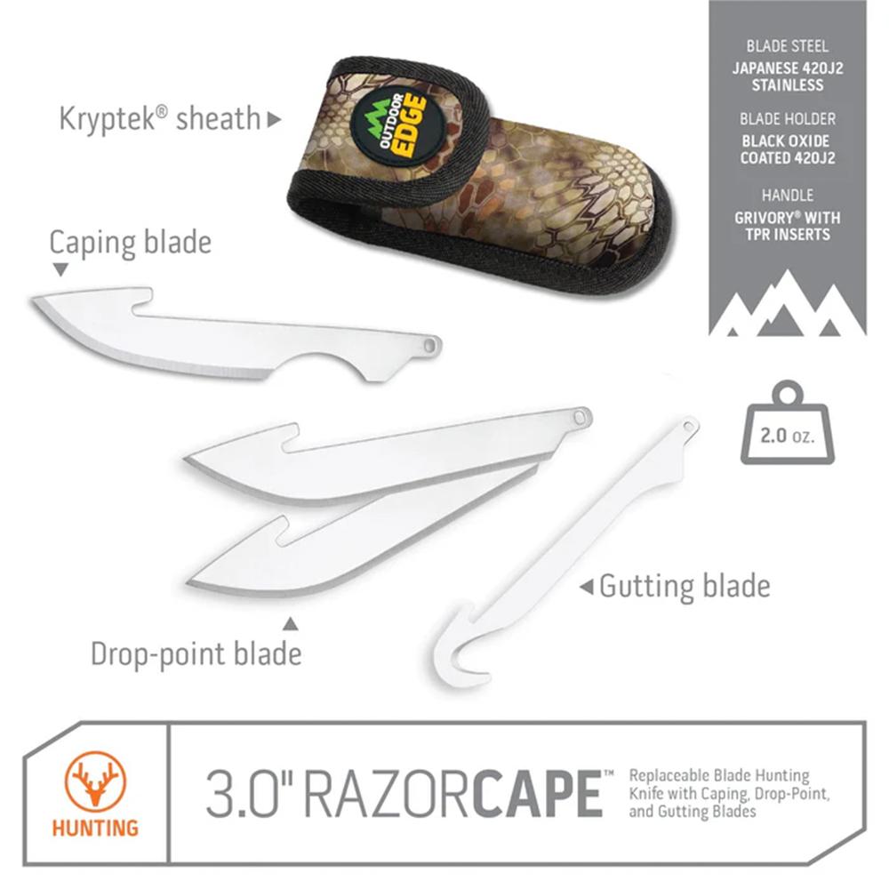 Outdoor Edge RCB30-10C Razorcape Folding Knife, 3" Blade, Orange Handle - View 2