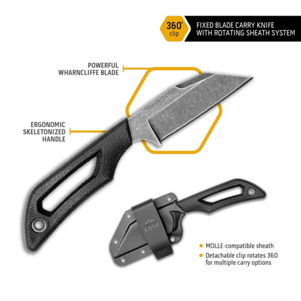 Outdoor Edge PKWC2C Pivot 2.6" Fixed Wharncliffe Knife Black/SS - View 2