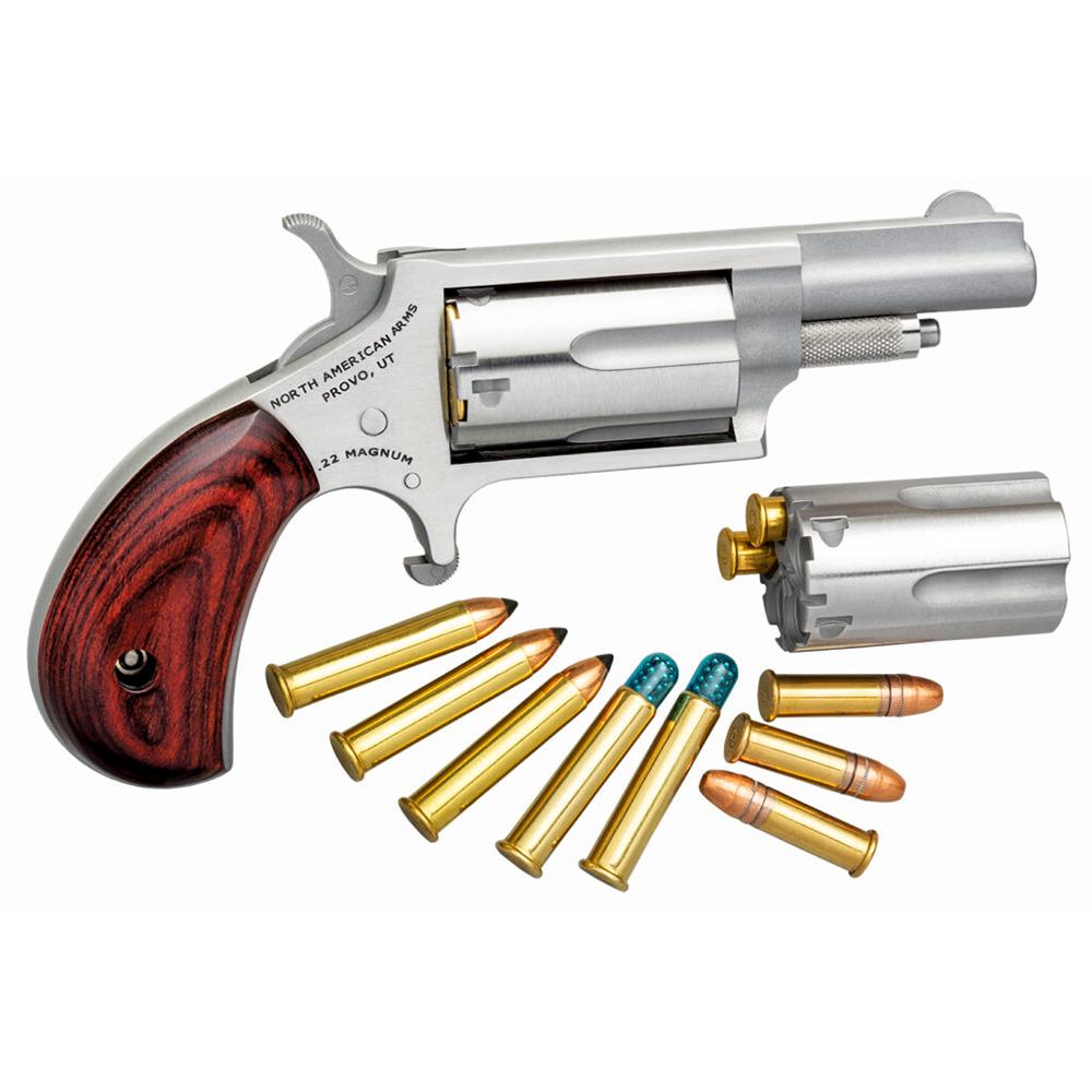 NAA 22MC Mini-Revolver .22 LR/.22 WMR 1.63" Stainless Steel Rosewood - View 2