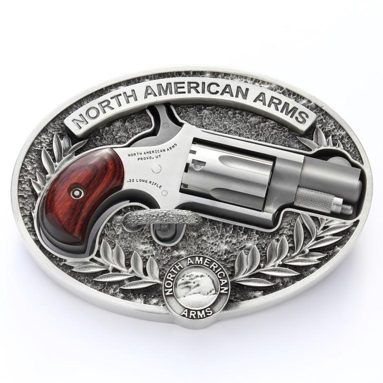 NAA Mini Revolver 22LR Belt Buckle - Oval Ornate Design - View 2