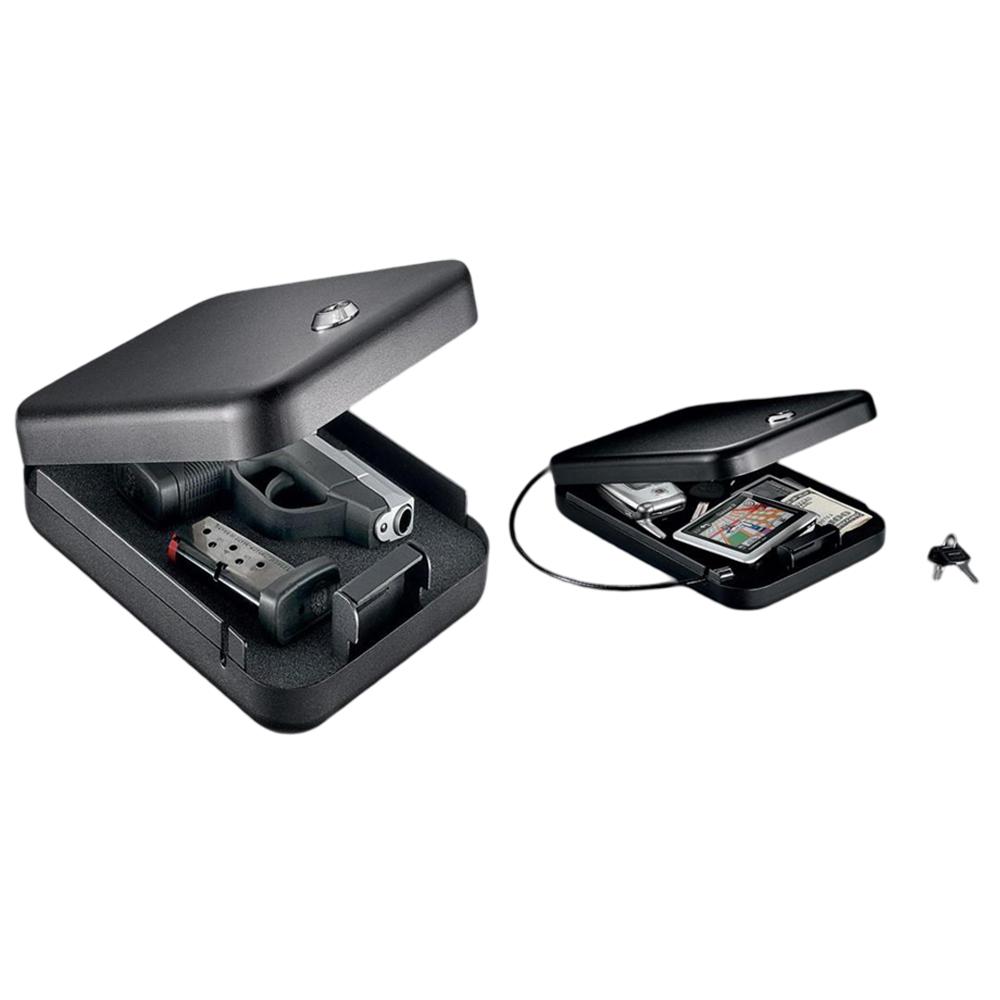 GunVault NV200 Nanovault Safe, 9.5"x6.5"x1.75", Black Key Lock, Cable - View 2