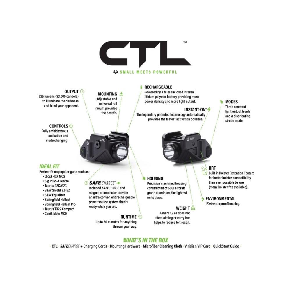 Viridian 9300025 CTL SAFECharge 525 Lumen LED Weapon Light Black - View 2