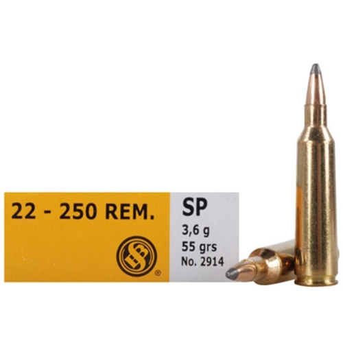 Sellier & Bellot SB22250B 22-250 REM 55GR SP Semi-Jacketed Soft Point 20/25 - View 2