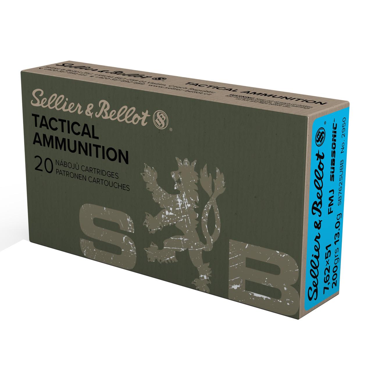 Sellier & Bellot SB762SUBB 308 Win 200gr FMJ Subsonic Ammo 20/Box - View 2