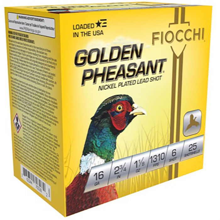 Fiocchi 16GP6 Golden Pheasant 16 Gauge Lead Ammunition 1310FPS 2.75" 1 1/8 oz 6 Shot 25 Rounds - View 2
