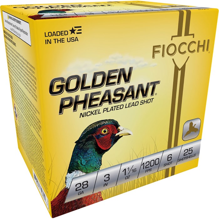 Fiocchi Golden Pheasant 28Ga 3in #6 Nickel-Plated 25rd Shotshell (283GP6) - View 2