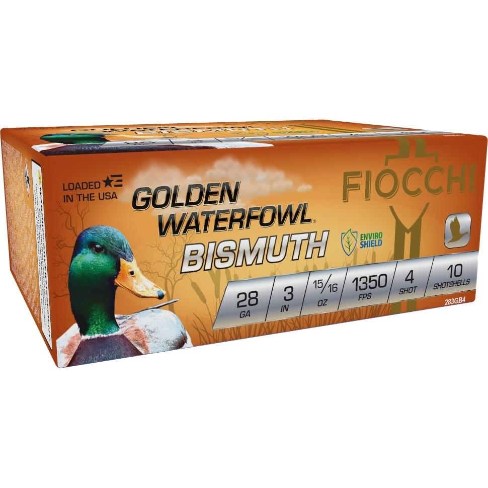 Fiocchi 283GB4 Golden Waterfowl 28ga 3" 1350FPS Bismuth #4 10rd Box - View 2