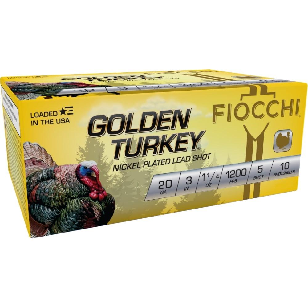Fiocchi Golden Turkey Nickel plated Shotshells 20ga 3 1-1/4oz 1200 fps #5 10/ct - View 2