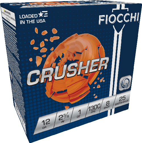 Fiocchi 12CRSR8 Crusher 12GA 2.75" 1oz #8 1300FPS 250RD Case - View 2