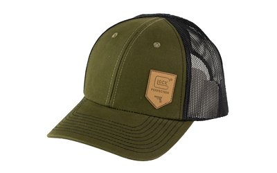 Glock AP95883 Chino Olive/Black Mesh Hat with Leather-Like Shield Patch - View 2