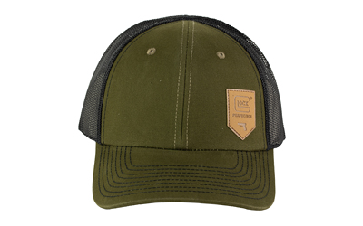 Glock AP95883 Chino Olive/Black Mesh Hat with Leather-Like Shield Patch - View 3