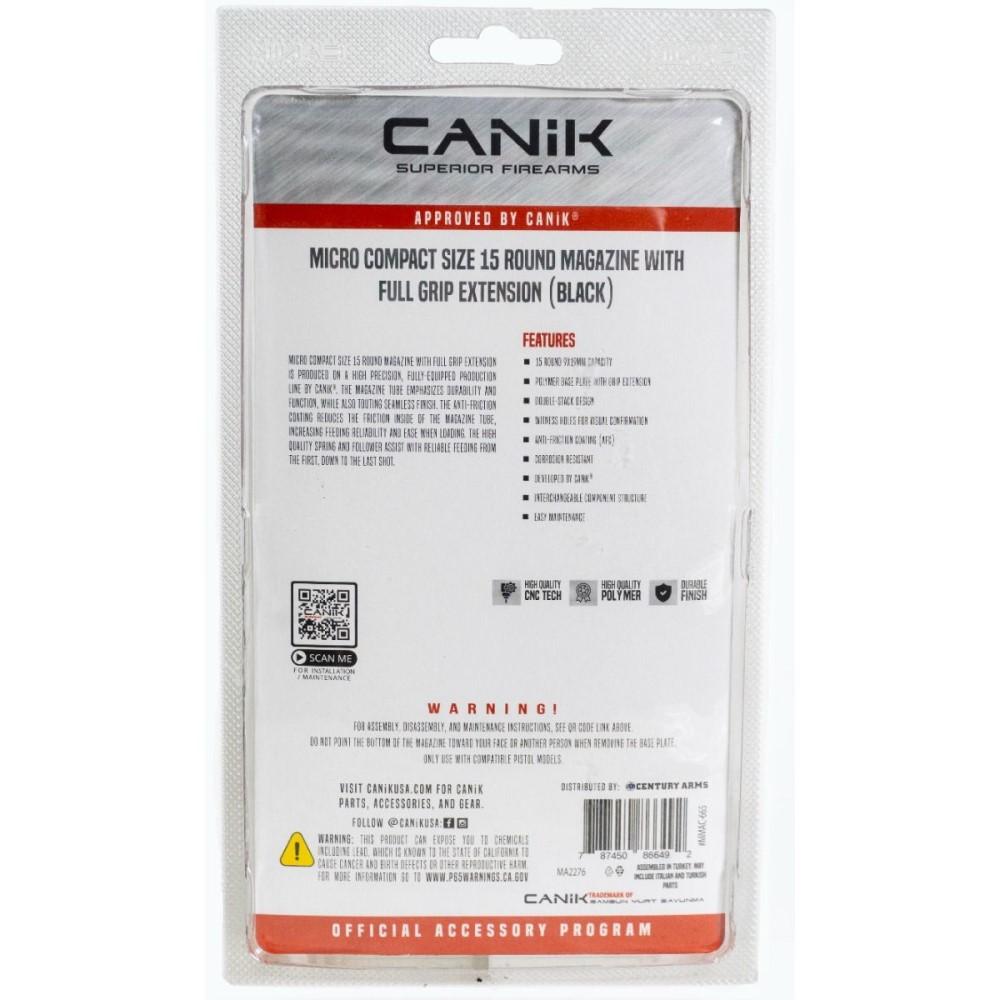 Canik MC9 15rd 9mm Luger Magazine Black Steel - View 2