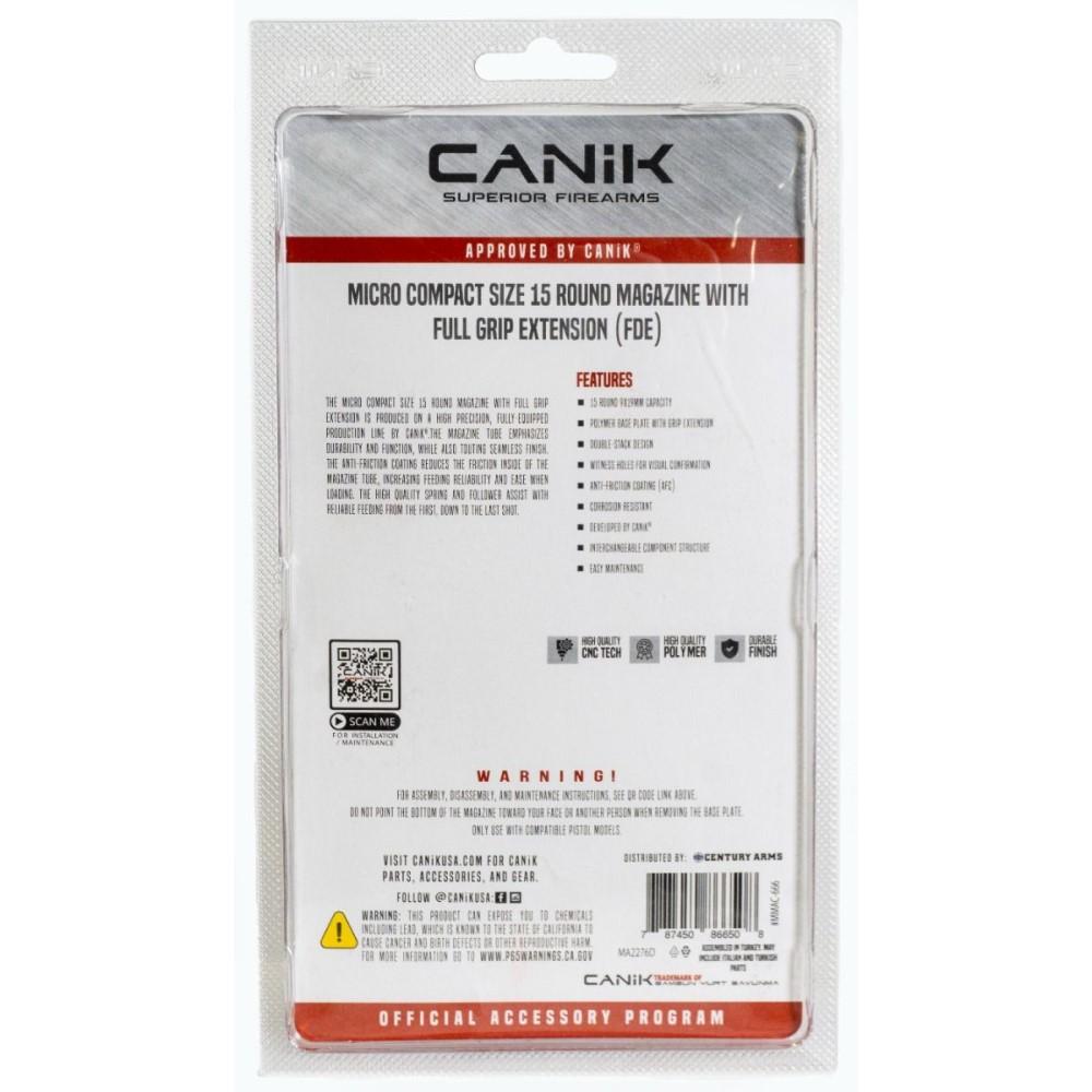 Canik MC9 15rd 9mm Luger Magazine Flat Dark Earth - View 2