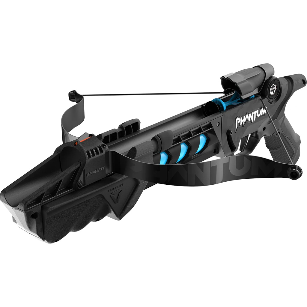 Barnett BAR50023 Phantum Toy Pistol Crossbow Black/Blue, 3+1 Shots, Fiber Optic