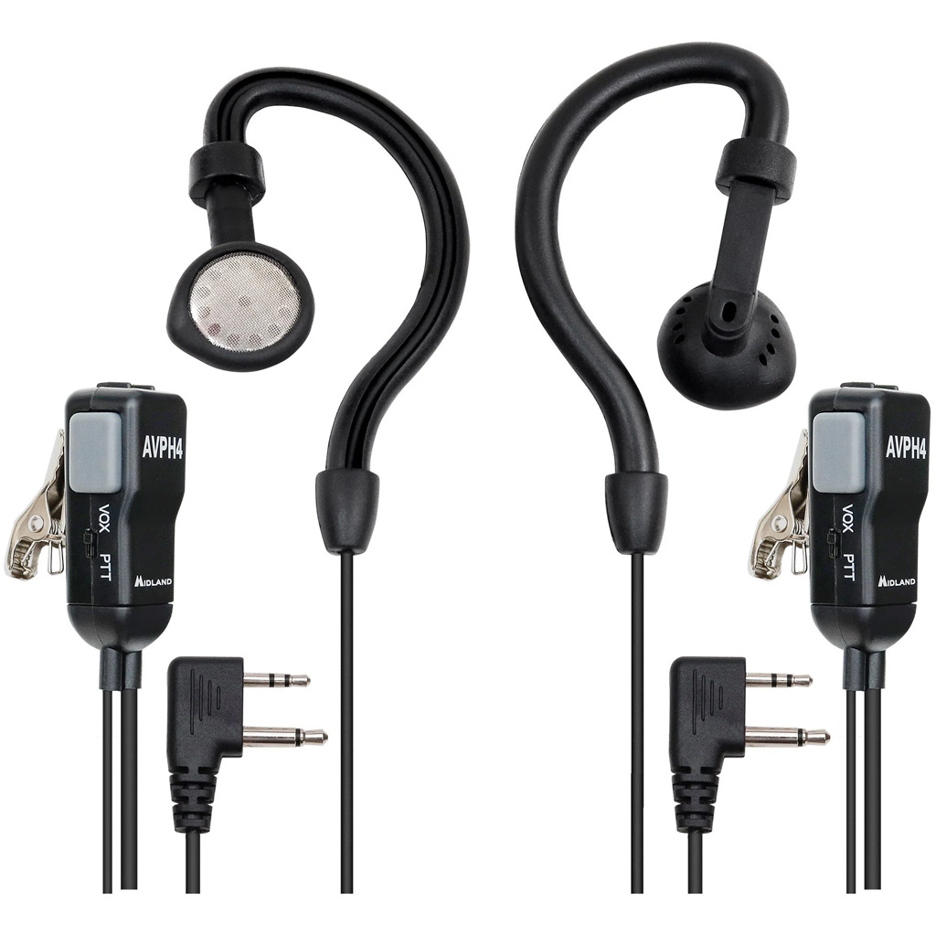 Midland AVPH4 Right-Ear Headset, Push-to-Talk, VOX, GMRS/FRS Radios