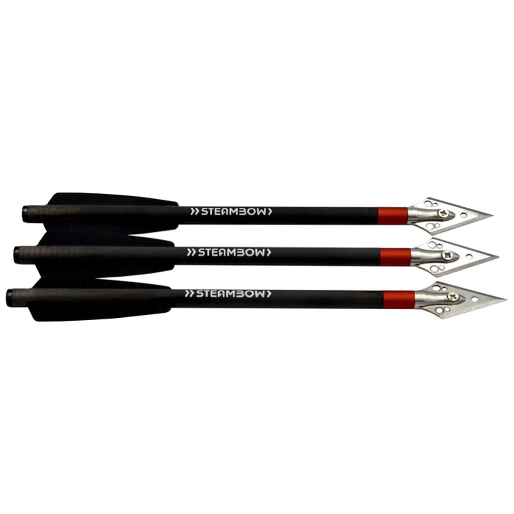 Steambow 640 Light Broadhead Arrows 3pk, Carbon Shaft, 161 Grains