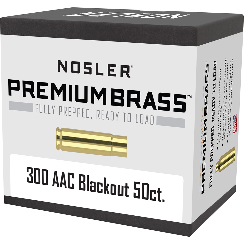 Nosler 45123 Custom Brass .300 Blackout, 50ct, New, Unprimed, Prepped, Weight-Sorted, USA Origin - Nosler - .300 Blackout