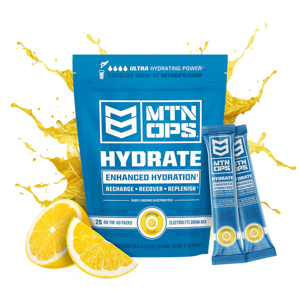 MTN OPS 1134260320 Hydrate Lemonade Trail Pack, 20ct, 1000mg+ Electrolytes