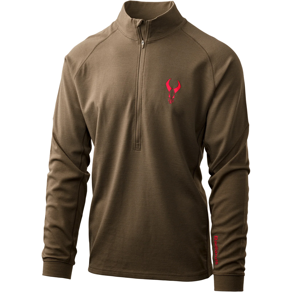 Badlands 21-43099 Pecora Heavyweight Merino 1/4 Zip, Mud, Small, 250g Wool