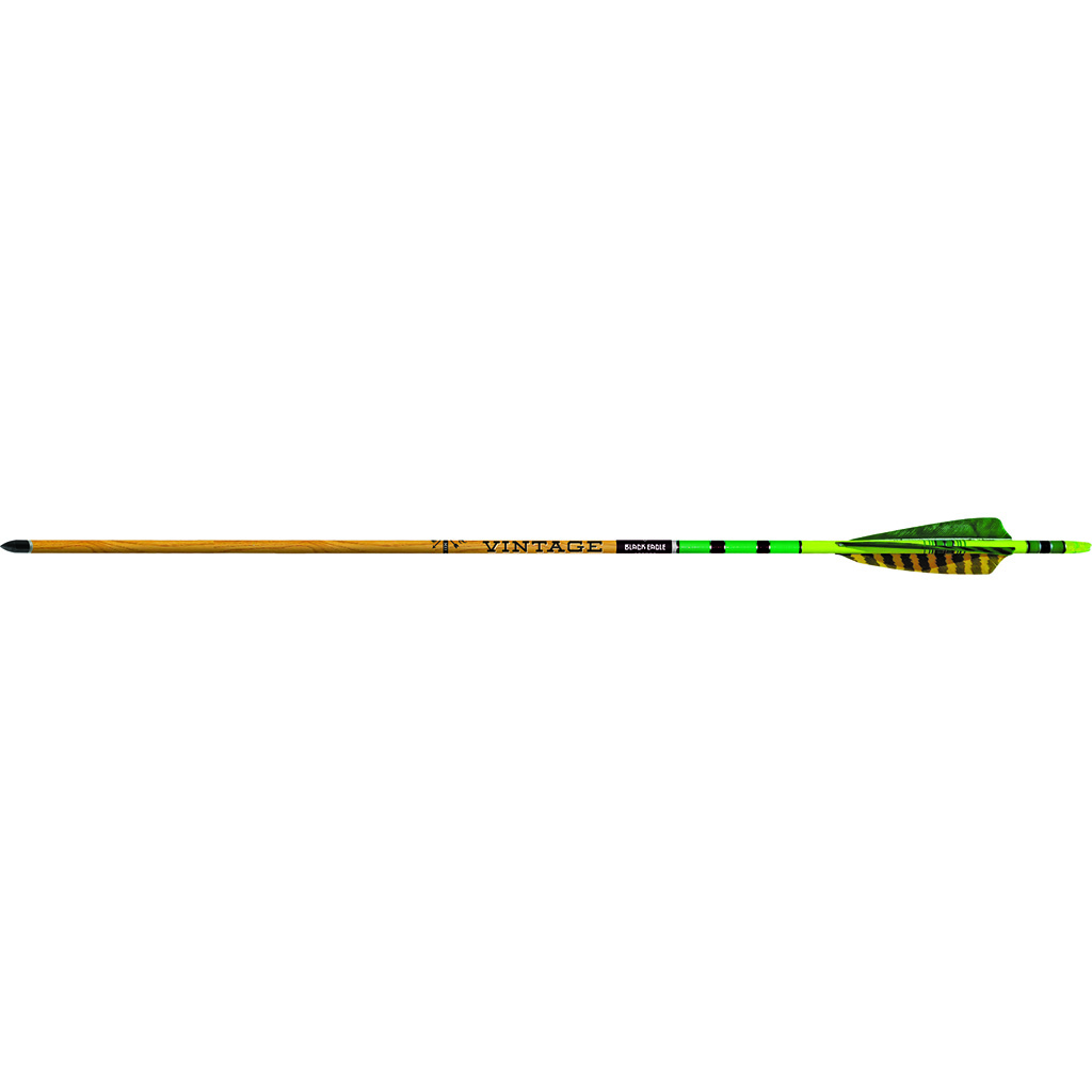 Black Eagle Vintage Traditional Arrows .005 600 Green/Yellow Feathers 6 pk. - Black Eagle
