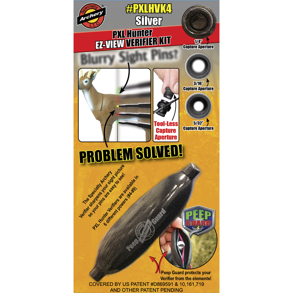 Specialty Archery PXLHVK4 EZ-View Verifier Kit No. 4 Silver, 3 Apertures