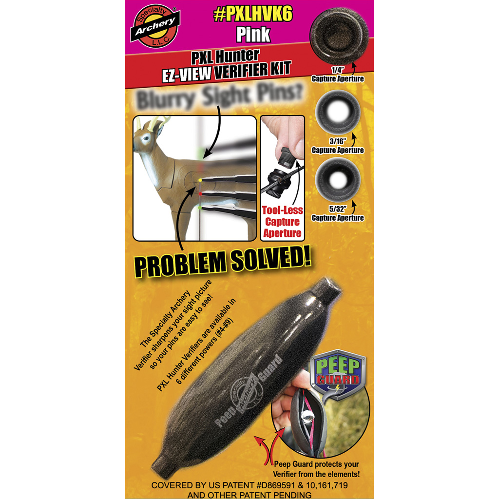 Specialty Archery PXLHVK6 EZ-View Verifier Kit No. 6 Pink, 3 Apertures