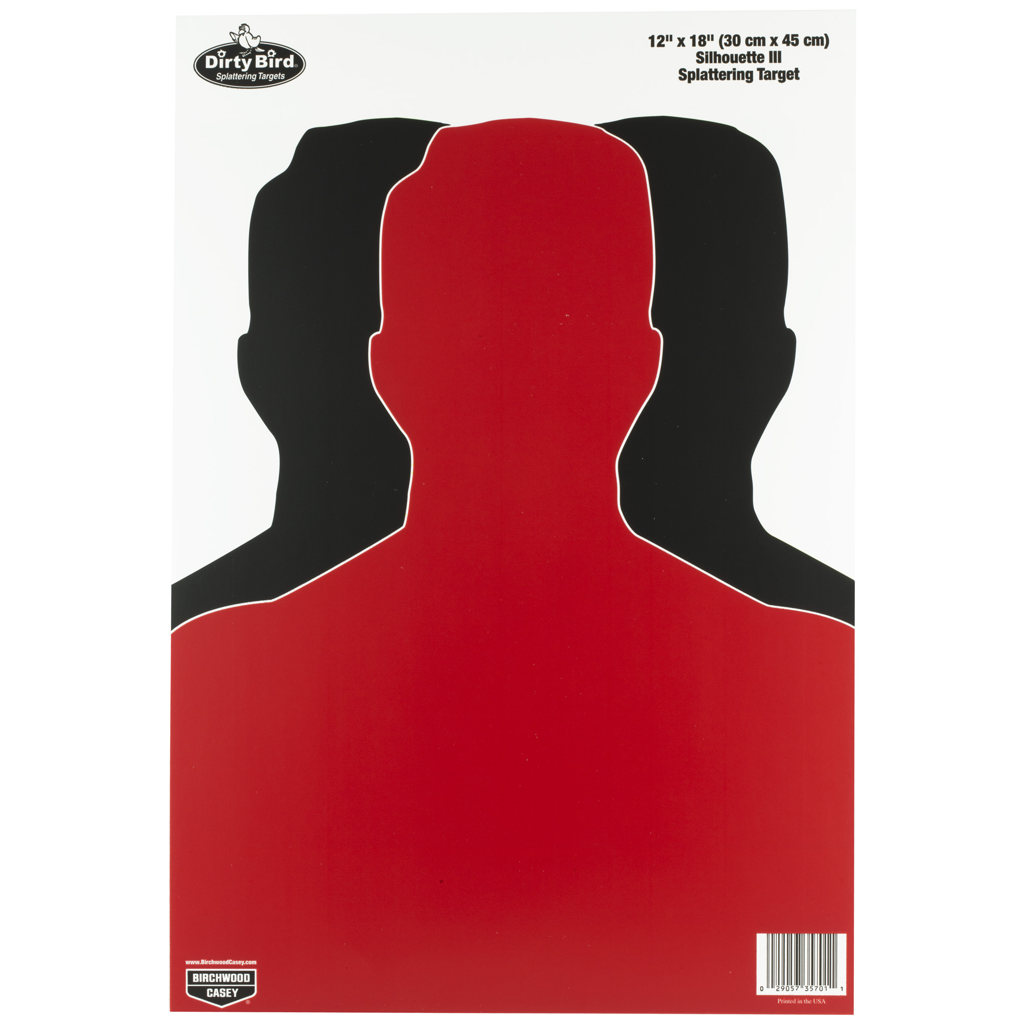 Birchwood Casey Dirty Bird Silhouette III Tagboard Hanging Pistol 12" x 18" Black/Red 8 Per Pkg (35708) - Birchwood Casey - 12" X 18"
