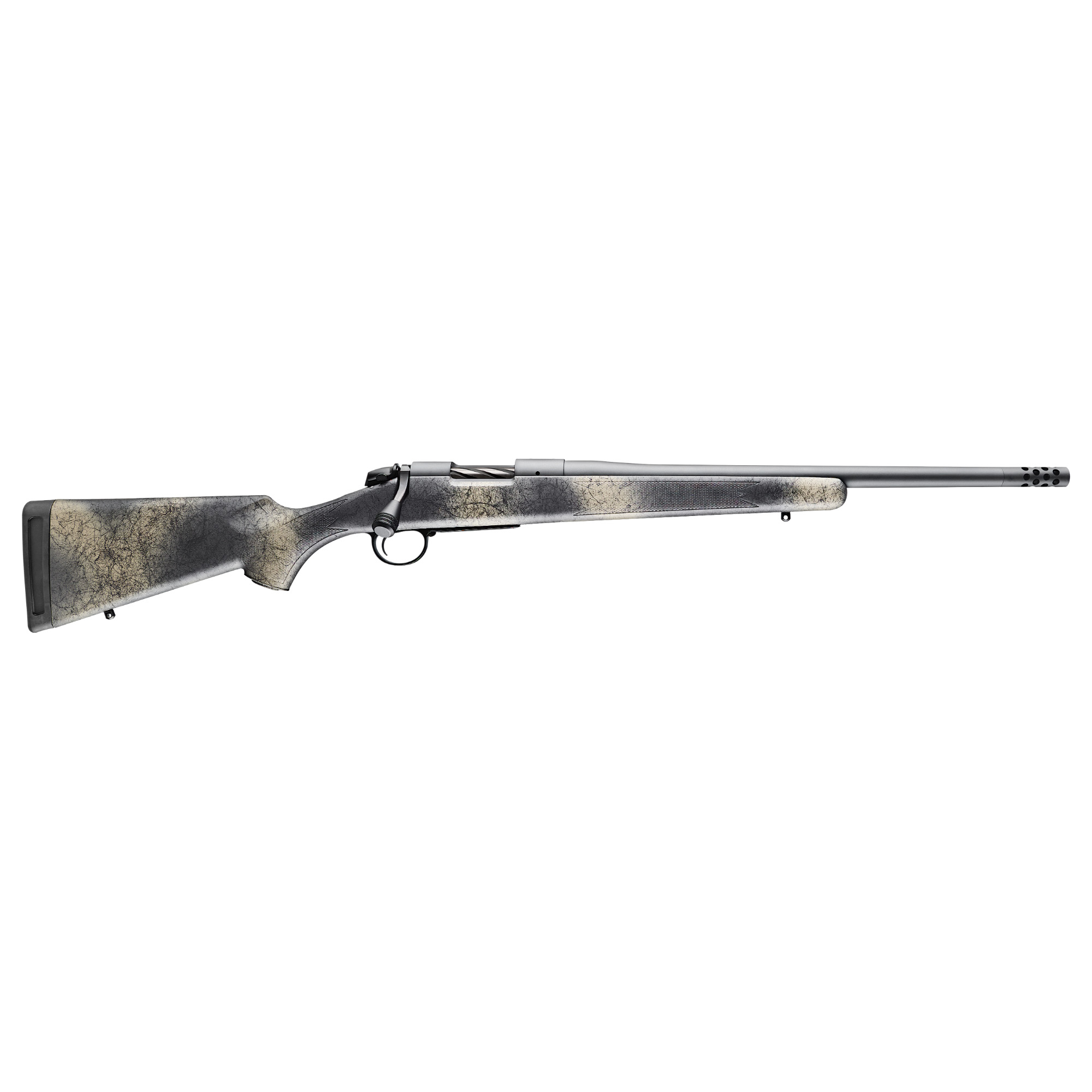 Bergara B14LM511 B-14 Wilderness Ridge 300 Win Mag 3+1 24" Threaded Barrel, Sniper Gray Cerakote, Woodland Camo Stock
