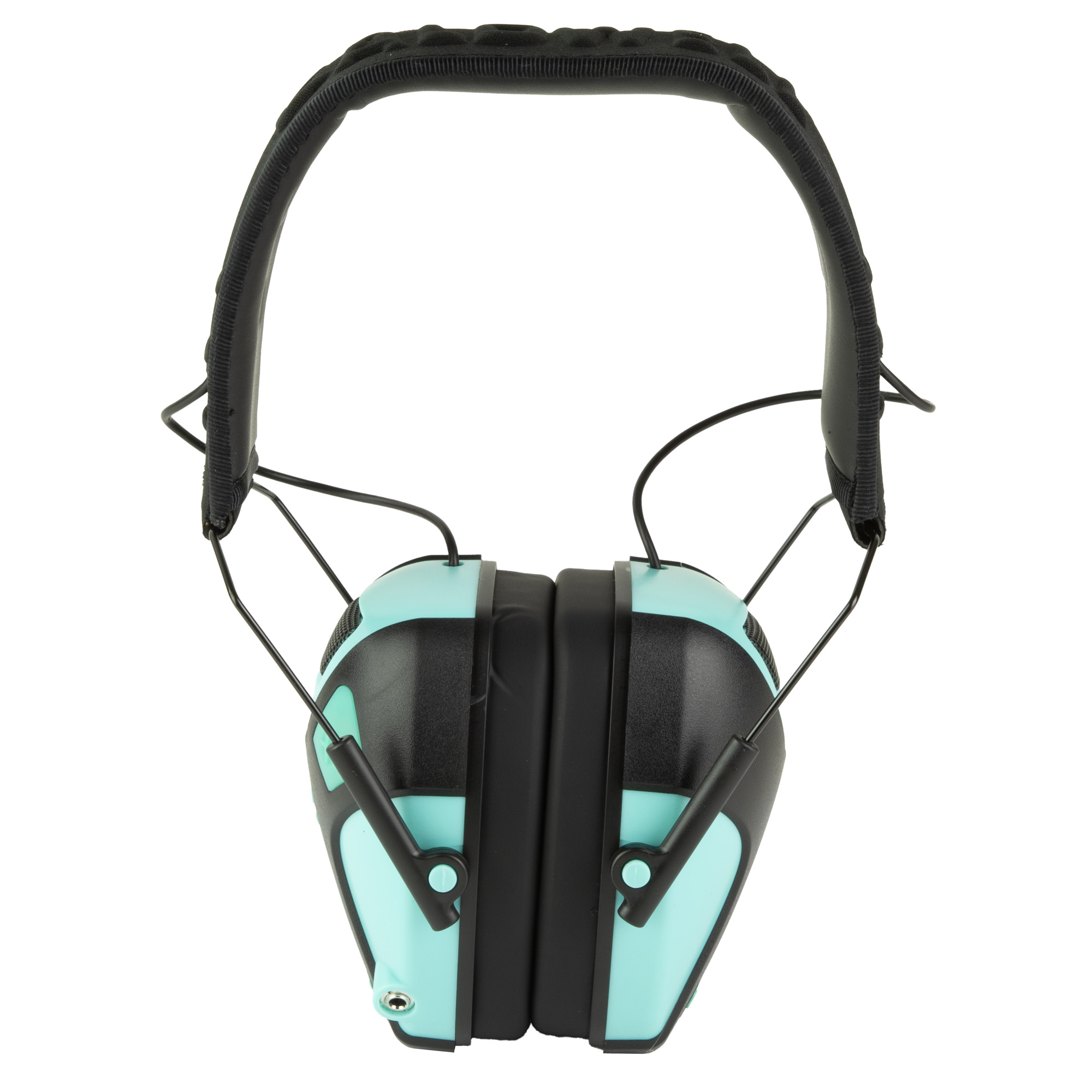 Caldwell E-Max Pro Aqua Blue/Black Hearing Protection, 23dB NRR, Low-Profile Design, Stereo Sound, AAA Battery Operated