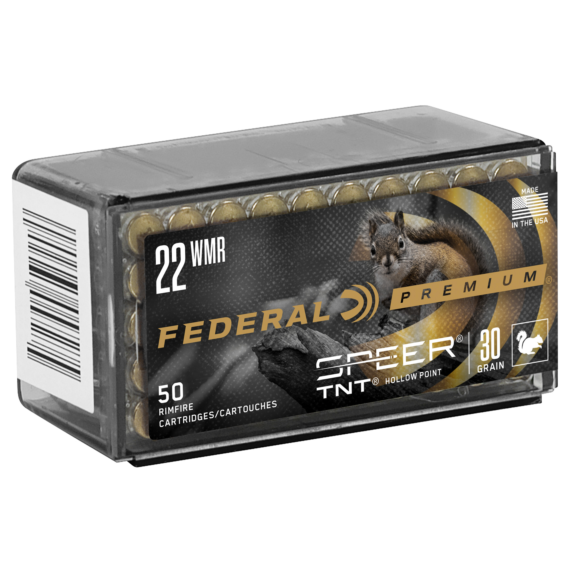 Federal P765 22 WMR 30 Grain Hollow Point 50 Rounds Brass Casing