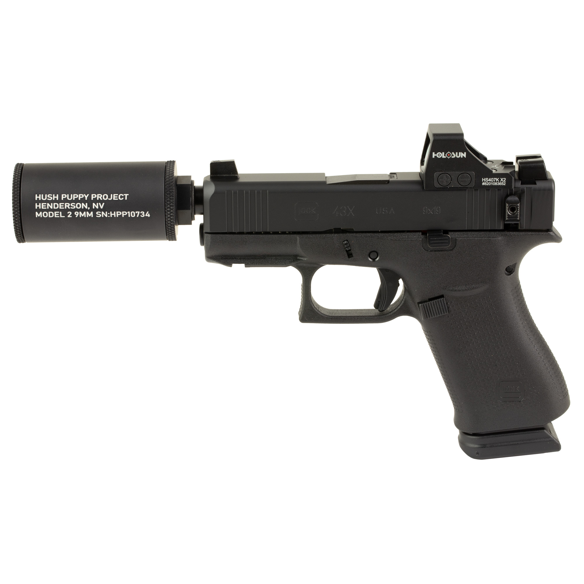 GLOCK 43X Hush Puppy Semi-automatic Striker Fired Polymer Frame Pistol