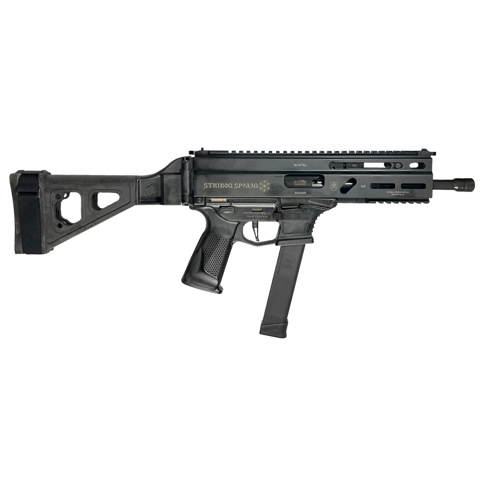 Grand Power SP9A3G-SB 9mm 8" Barrel SBT Brace 33Rd Black