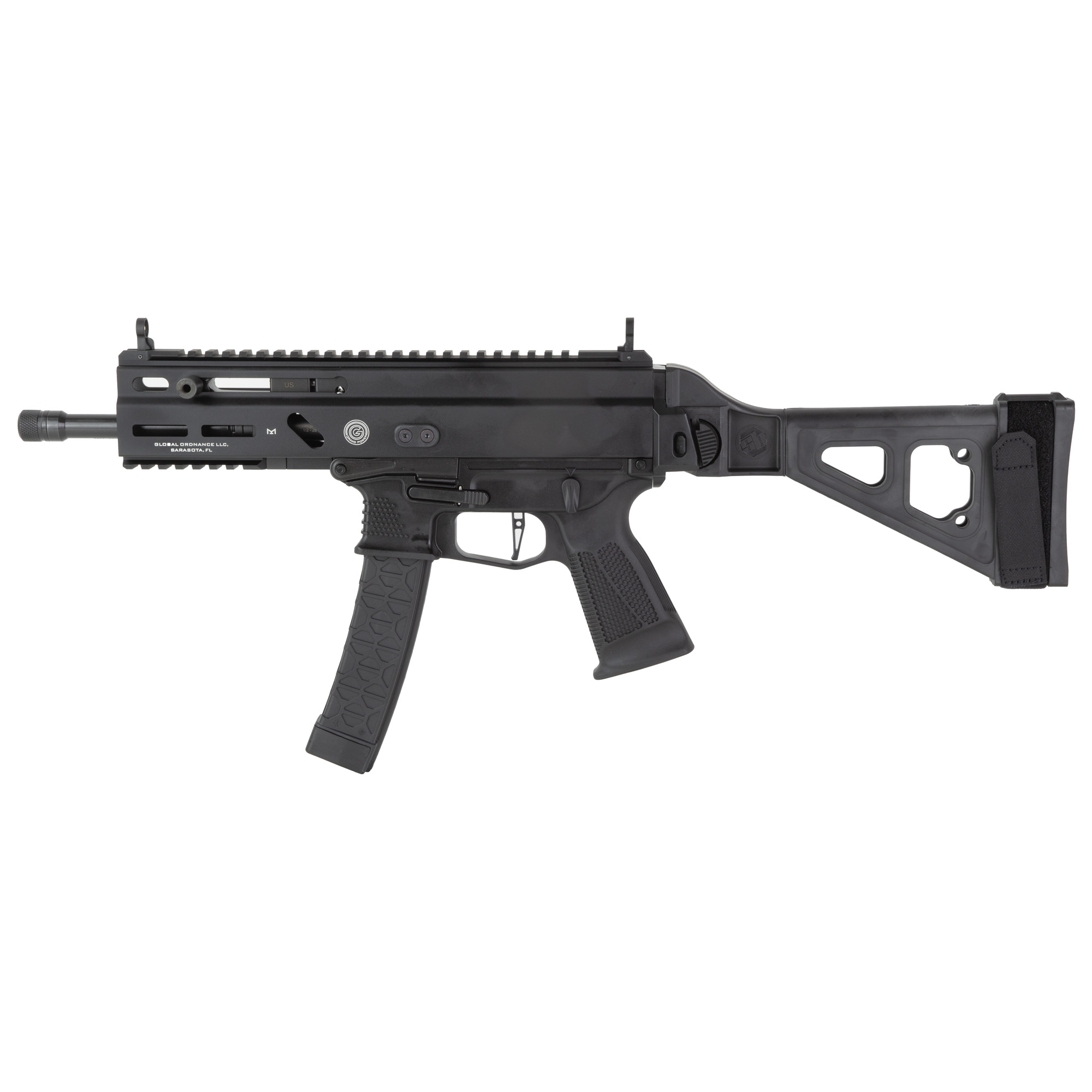 Grand Power SP9A3-SB 9mm Pistol 8" Barrel Folding Brace 30Rd Black