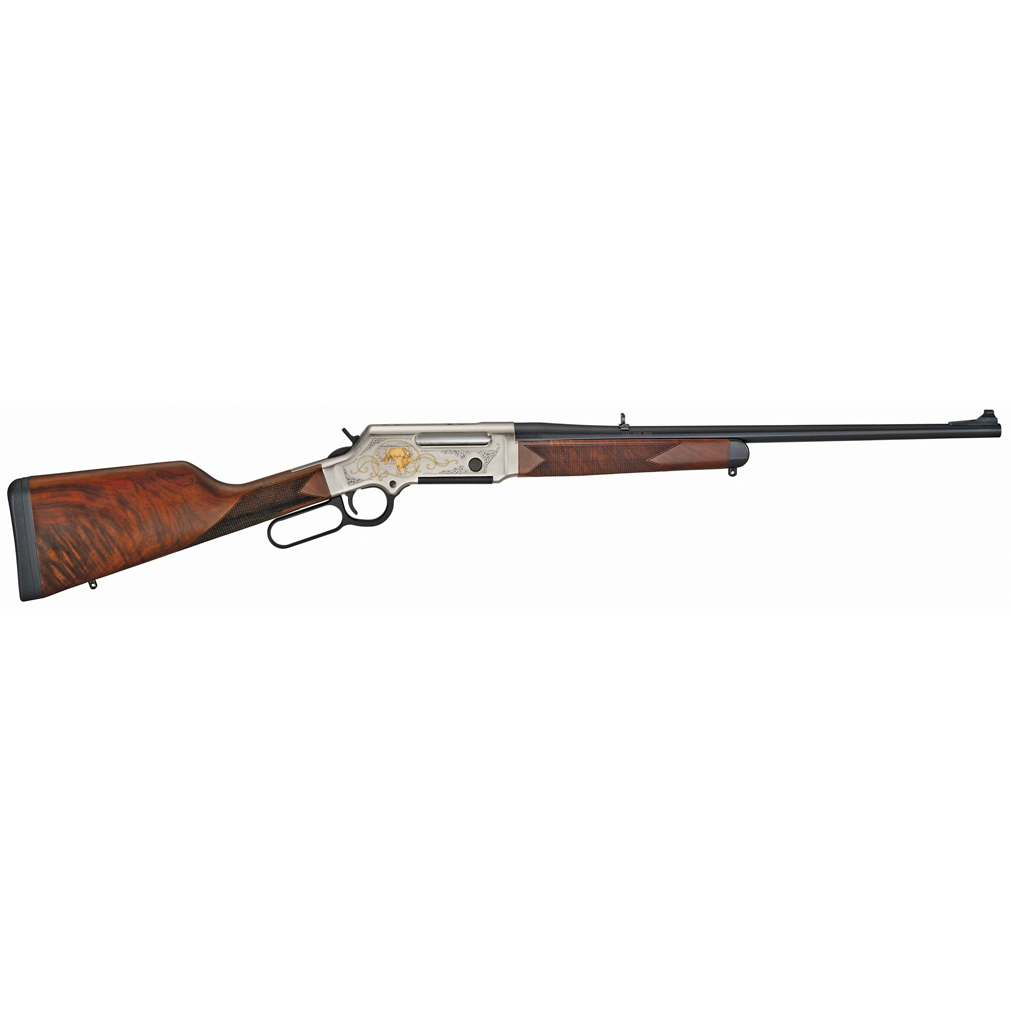 Henry H014WL308 Long Ranger Wildlife 308 Win 4+1 20" Blued Barrel Nickel-Plated 24K Gold Inlay Engraved Steel American Walnut Right Hand - Henry Repeating Arms - 308 Win