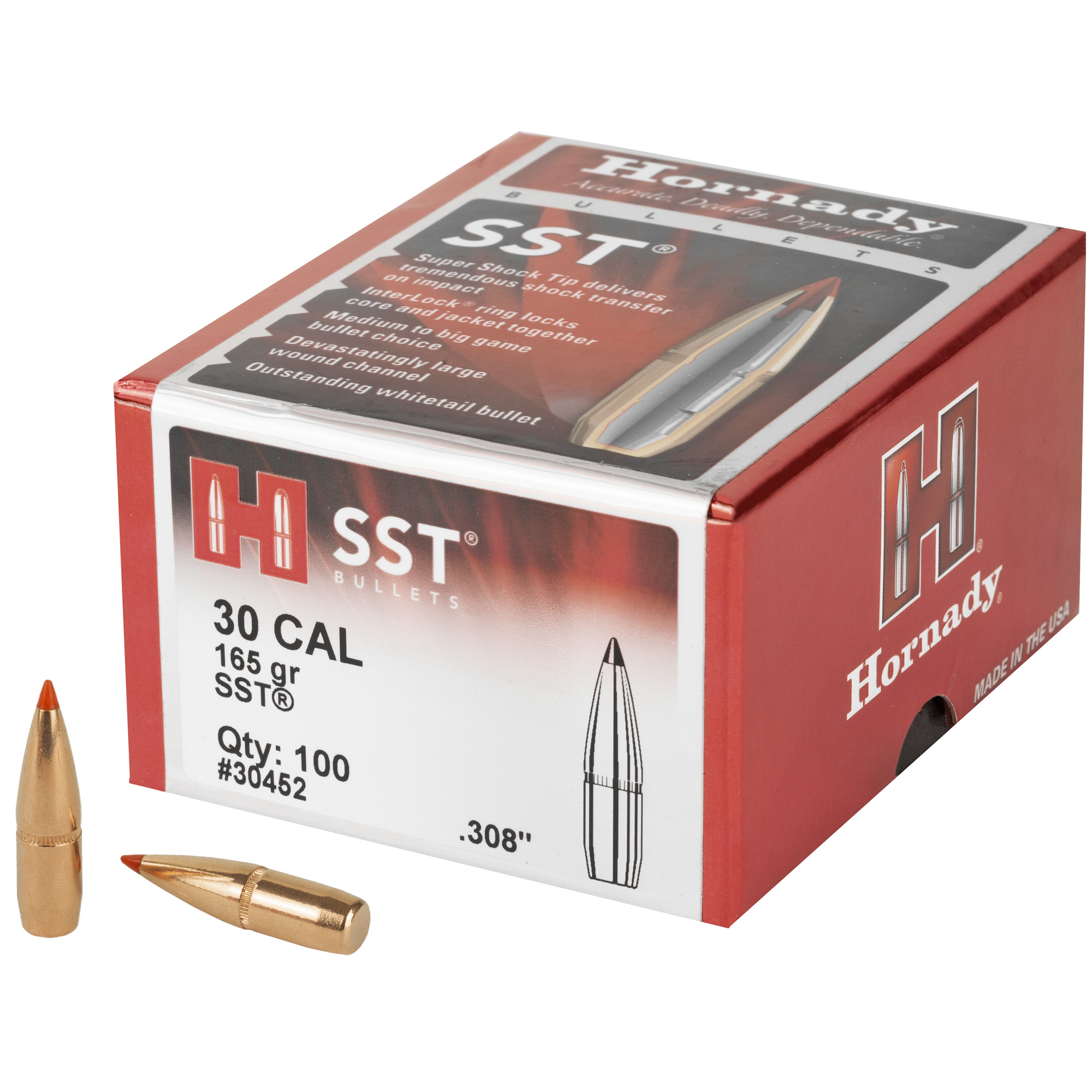 Hornady 30452 SST Hunting 30 Cal .308 165 gr Super Shock Tip (SST) - Hornady Manufacturing Company - 30 Caliber