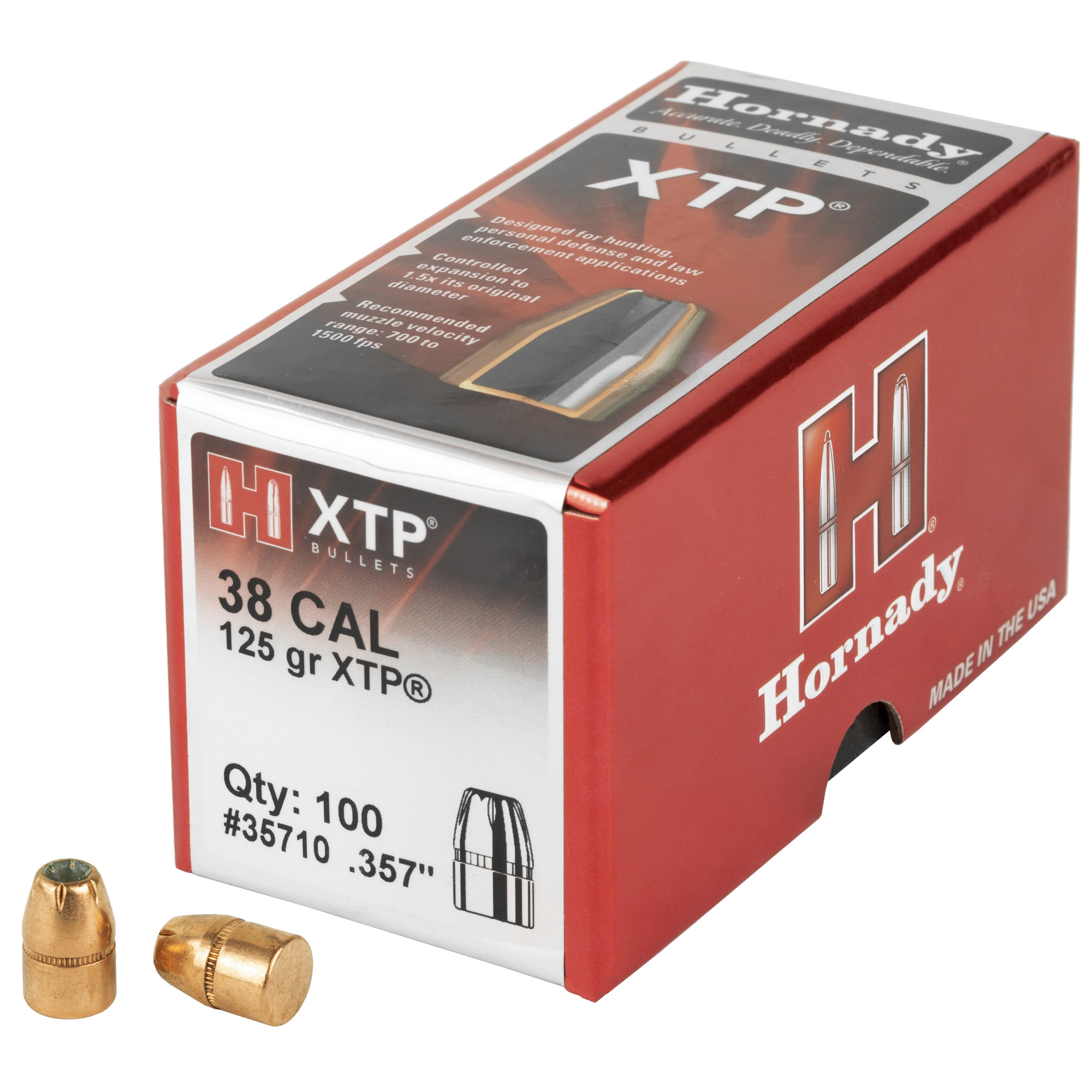 Hornady 35710 XTP Hunting 38 Cal .357 125 gr Hollow Point (HP) - Hornady Manufacturing Company - 38 Caliber