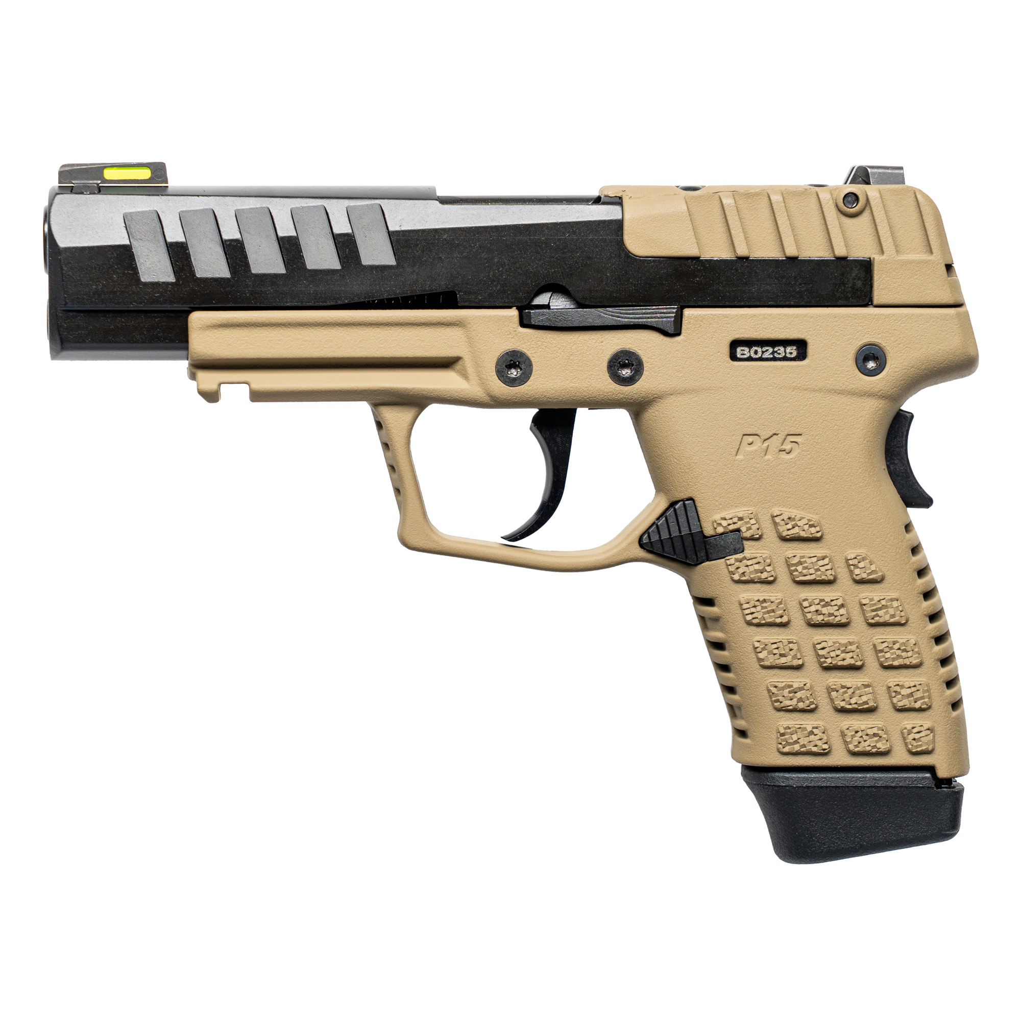 Kel-Tec CA Compliant P15 Handgun 9mm Luger 10rd Magazine 4 Barrel Black Slide/Tan Grip