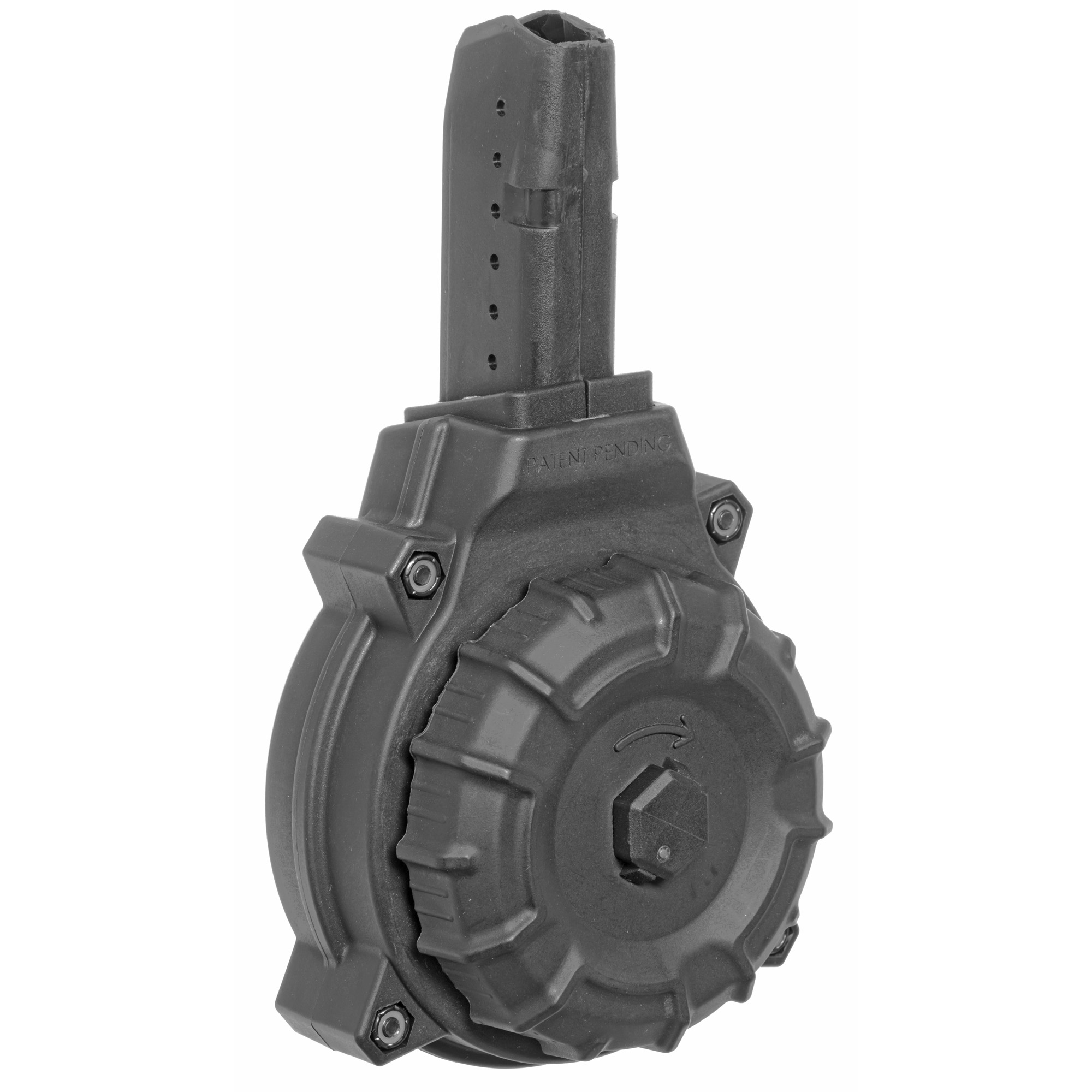 ProMag DRM-A12 Glock Style PCC 9mm 50-Round Drum Magazine - Black, DuPont Zytel Polymer, AR-15 Compatible, USA Made - Pro-Shot Products - 9MM