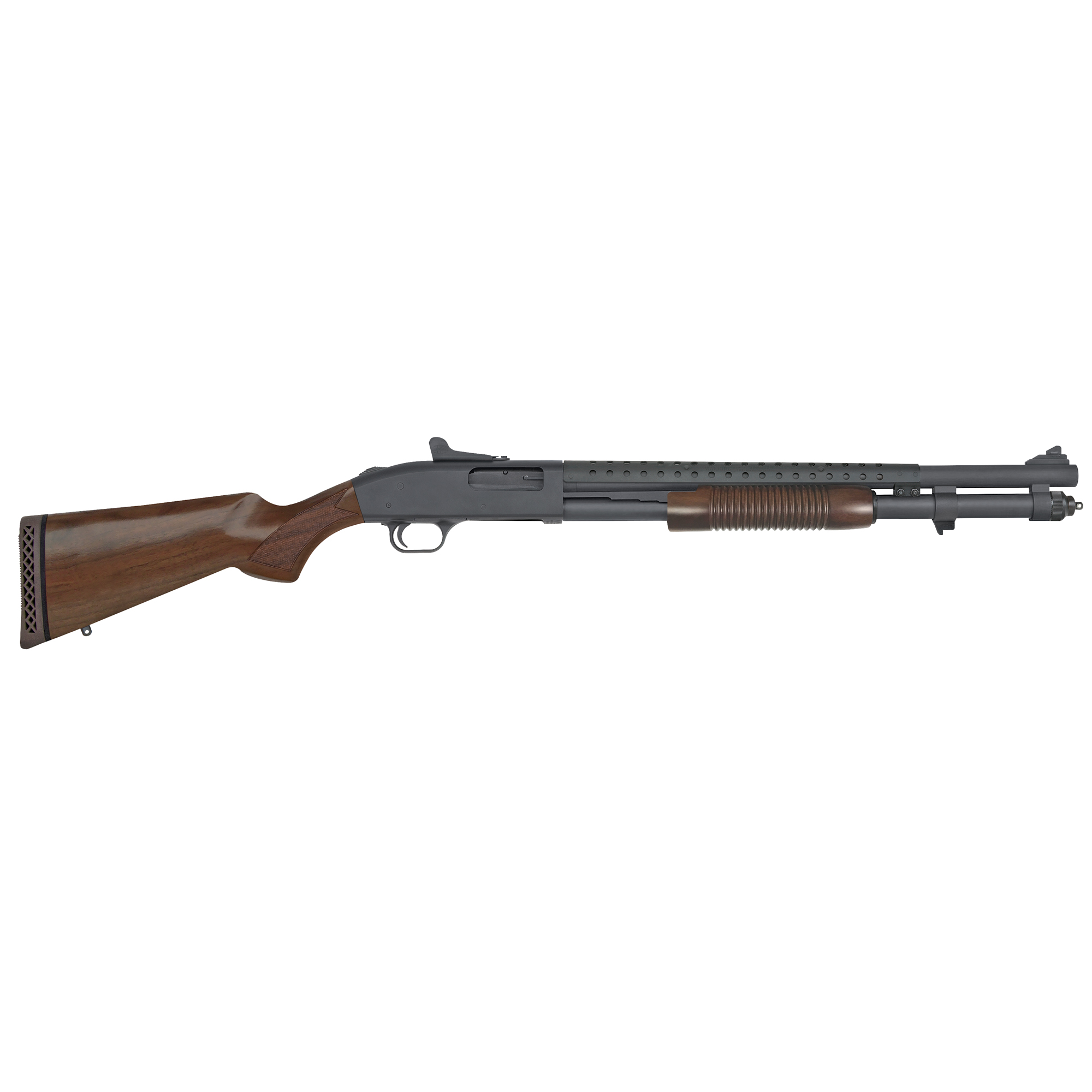 Mossberg 51665 590A1 Retrograde 12 Gauge 3" 8+1 20" Parkerized Heavy-Walled Barrel Black Rec with Ghost Ring Sight Walnut Stock Right Hand - Mossberg - 12 Gauge