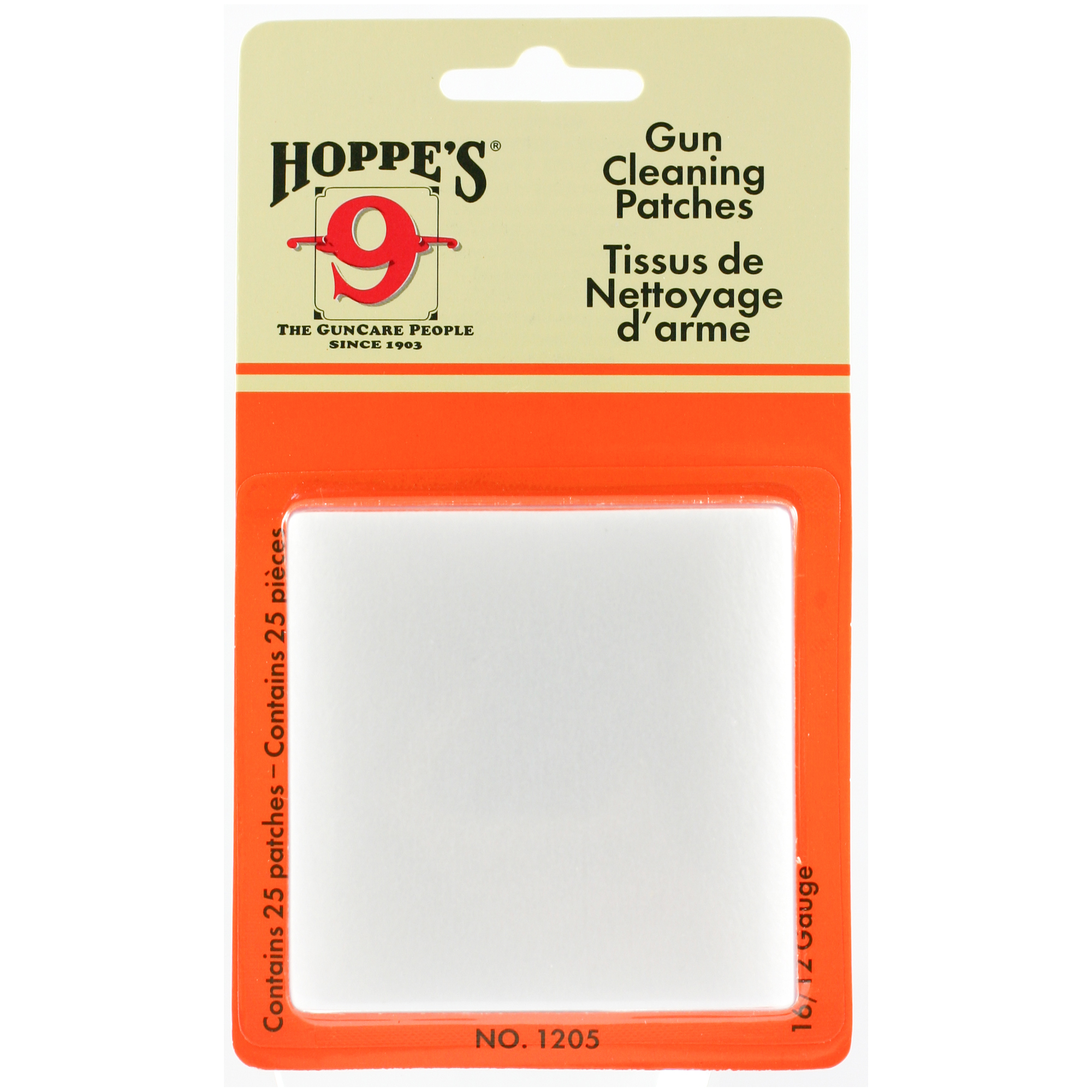 Hoppe's Gun Cleaning Patches #5 12 / 16 Gauge Synthetic 25 Per Pack - Hoppe's - #5