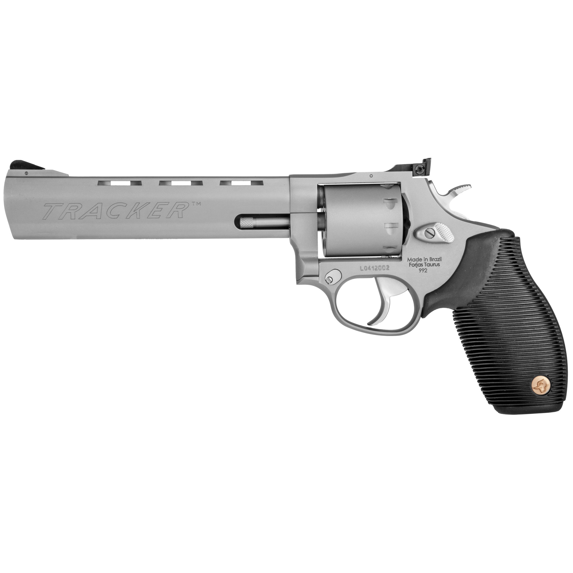 Taurus Tracker 992 Revolver, 22 LR/WMR, 6.50" Vent Rib Barrel, 9-Round, Matte Stainless Steel, Black Ribber Grip, Double-Action